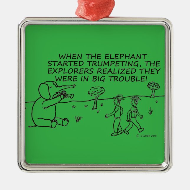 Ornamento De Metal Elefante de trompete (Frente)