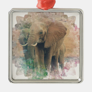 Ornamento De Metal Elefantes