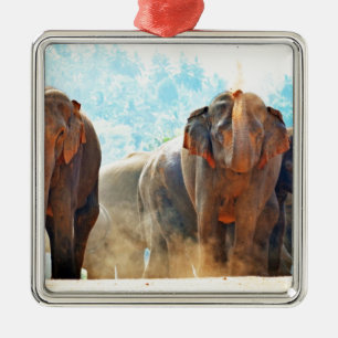 Ornamento De Metal Elefantes Animais Safari Destino Paz Amor