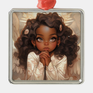 Ornamento De Metal Elegância do Anjo Negro de Natal