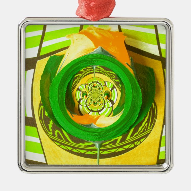 Ornamento De Metal Elegância ouro: Linda Arte Rosa Amarela Africana (Frente)