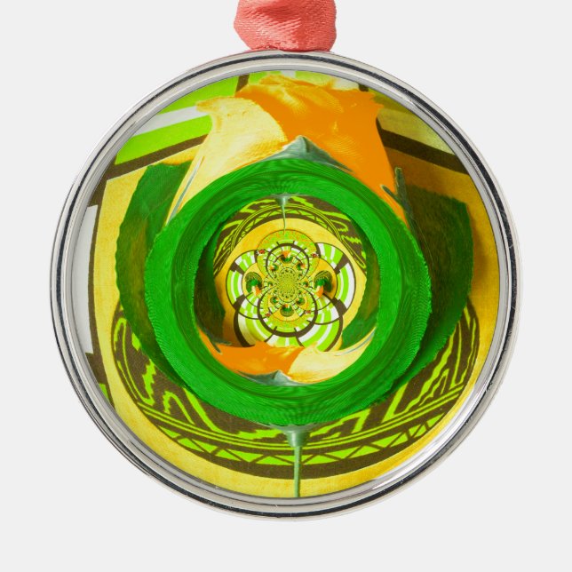 Ornamento De Metal Elegância ouro: Linda Arte Rosa Amarela Africana (Frente)