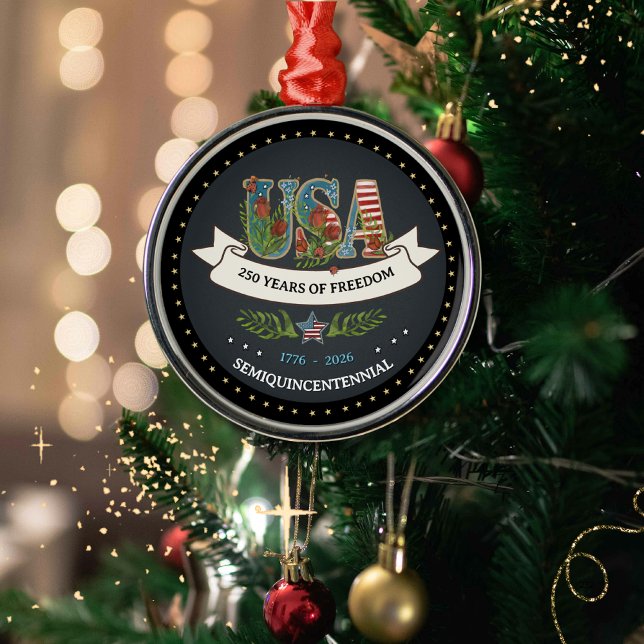 Ornamento De Metal Elegant 250th Anniversary Bold Charcoal Silver  (Elegant 250th Anniversary Bold Charcoal Silver Metal Ornament)