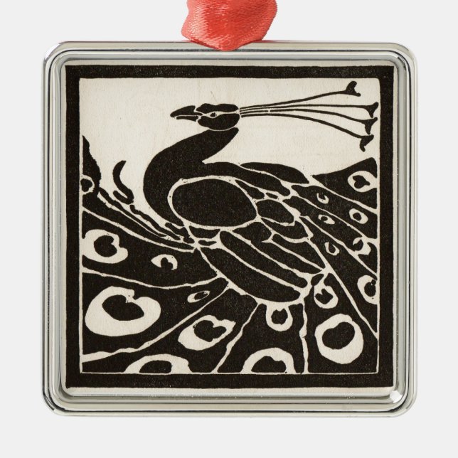 ORNAMENTO DE METAL ELEGANT BLACK WHITE PEACOCK (Frente)