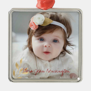 Ornamento De Metal Elegante Natal Dourado deixa foto de feriado