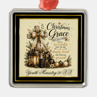 Ornamento De Metal Elegante Natal Preto Fé Cristã Personalizado