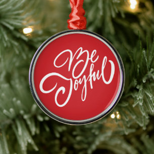 Ornamento De Metal Elegante Seja Joyful Holiday Design