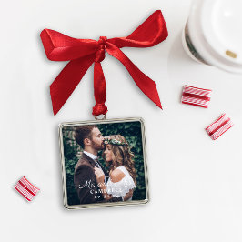 Ornamento De Metal Elegante Sr. e Sra. Casding Personalizada Foto Mon