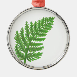 Ornamento De Metal Elegantes folhas de samambaia em aquarela verde na