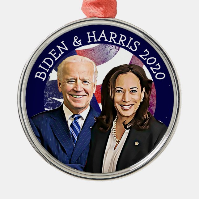 Ornamento De Metal Eleições 2020 de Biden e Harris (Frente)