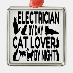 Ornamento De Metal Elétrico por Dia Cat Lover por Noite