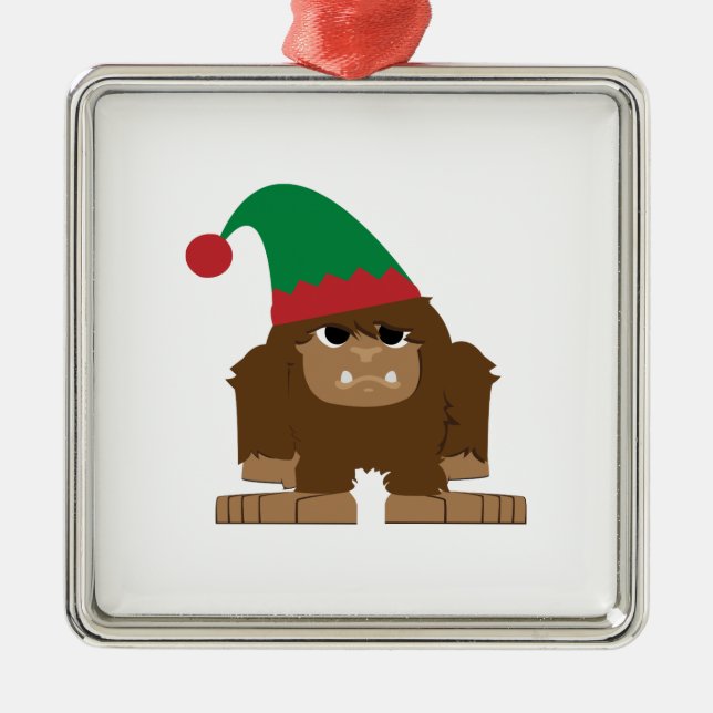 Ornamento De Metal Elf de Natal Bonito Sasquatch (Frente)