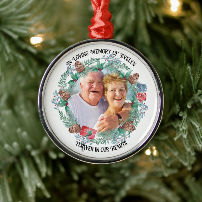 Ornamento De Metal Em Nome da Memória e Foto Pine Versa (Árvore)