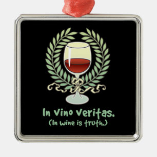 Ornamento De Metal Em Vino Veritas Wine Ornament