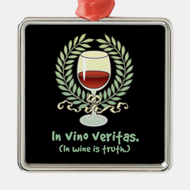 Ornamento De Metal Em Vino Veritas Wine Ornament (Frente)