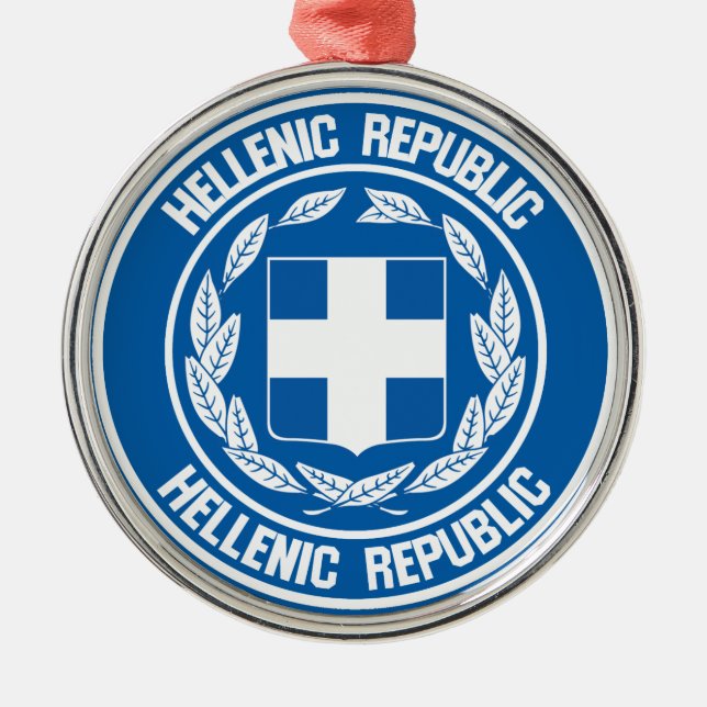 Ornamento De Metal Emblem grécia redonda (Frente)