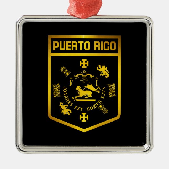 Ornamento De Metal Emblem Porto Rico (Frente)