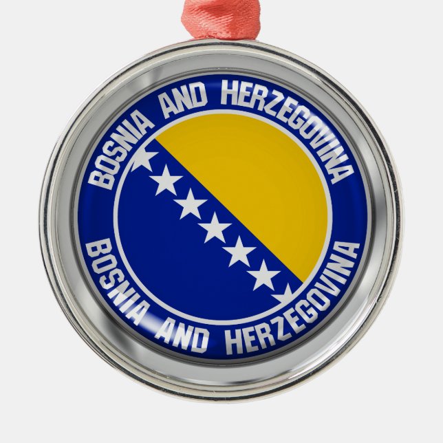 Ornamento De Metal Emblem redonda da Bósnia-Herzegovina (Frente)
