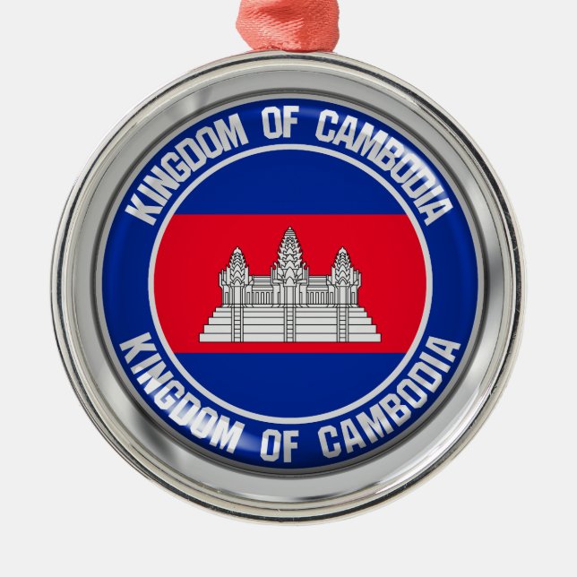 Ornamento De Metal Emblem redonda do Camboja (Frente)