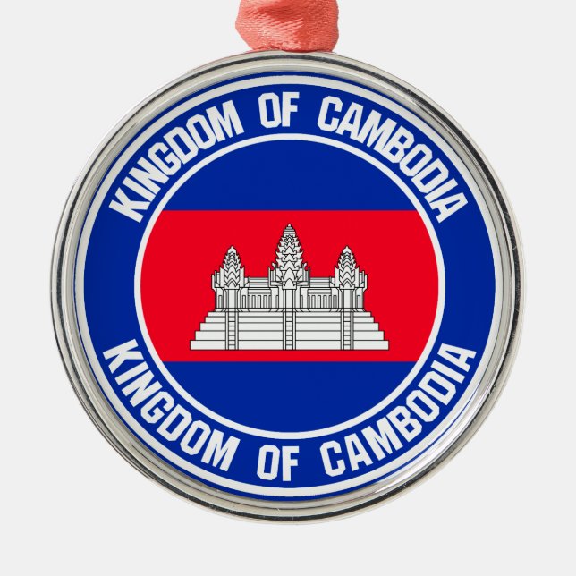 Ornamento De Metal Emblem redonda do Camboja (Frente)