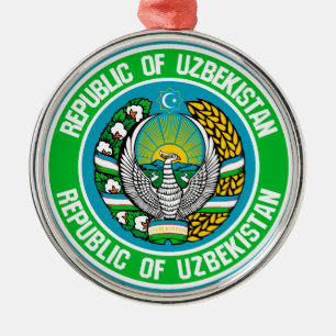 Ornamento De Metal Emblem Redonda do Usbequistão
