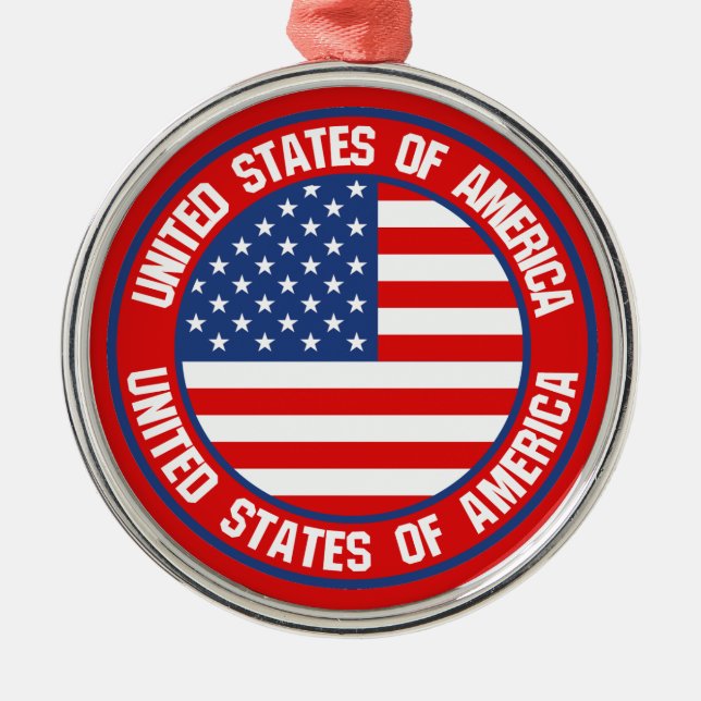 Ornamento De Metal Emblem redonda dos Estados Unidos (Frente)