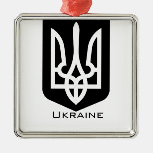 Ornamento De Metal Emblema Gráfico Contemporâneo Tryzub da Ucrânia
