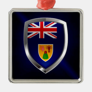 Ornamento De Metal Emblema Metálico das Ilhas Turcas e Caicos