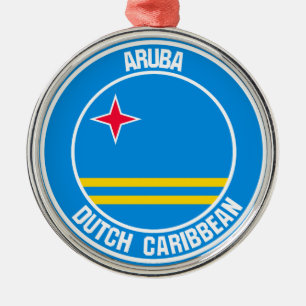 Ornamento De Metal Emblema redondo de Aruba