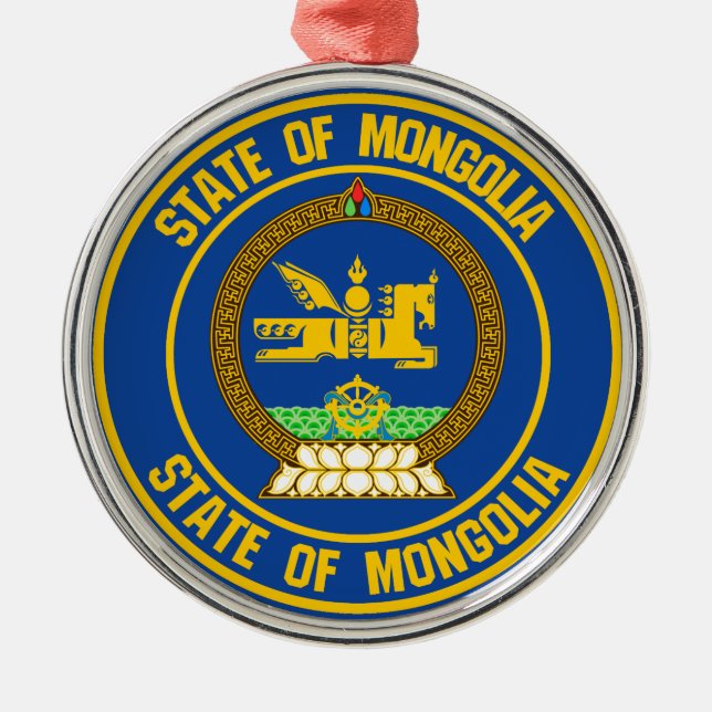 Ornamento De Metal Emblema redondo de Mongolia (Frente)