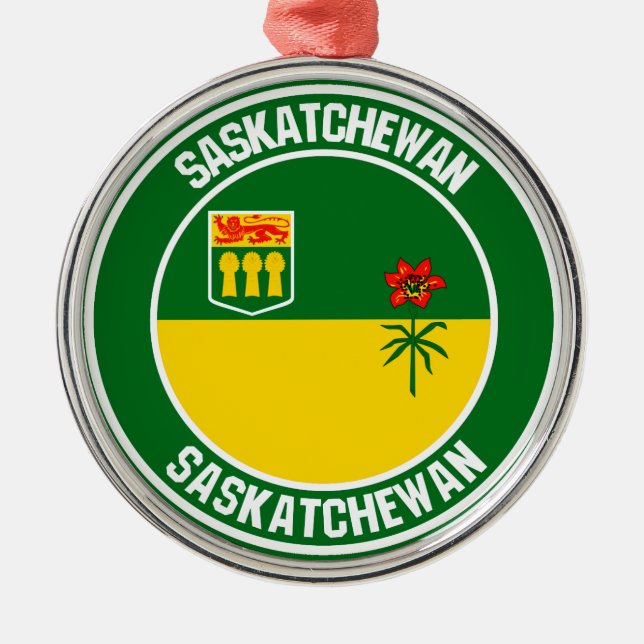Ornamento De Metal Emblema redondo de Saskatchewan (Frente)