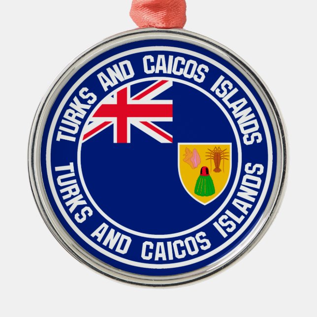 Ornamento De Metal Emblema redondo de Turks and Caicos Islands (Frente)