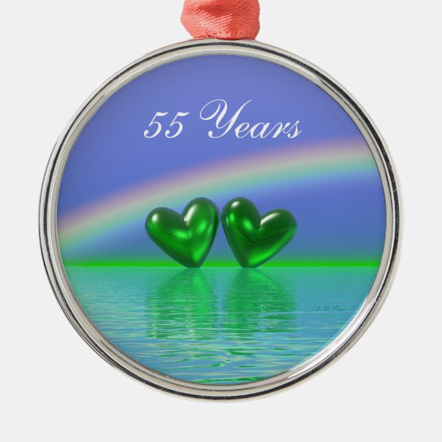 Ornamento De Metal Emerald Hearts, 55 anos (Frente)
