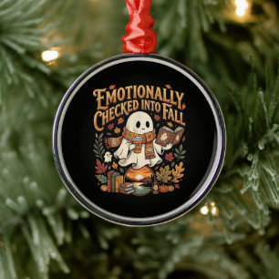 Ornamento De Metal Emocionalmente Registado no Outono de Halloween