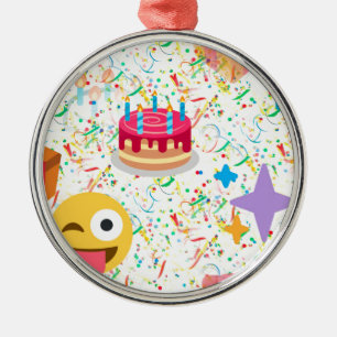 Ornamento De Metal emoji de feliz aniversário