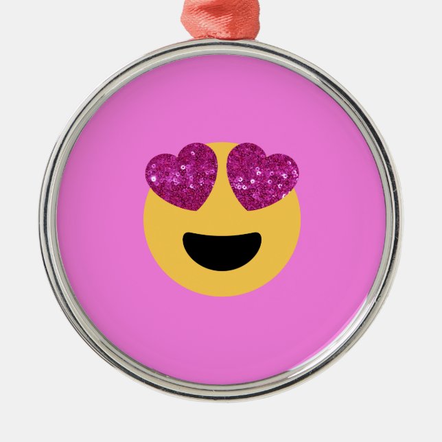 Ornamento De Metal emoji do coração (Frente)