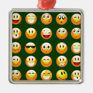 Ornamento De Metal emoji verde-escuro