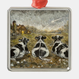 Ornamento De Metal End of Day - Cows Whimsical Farmhouse Home 