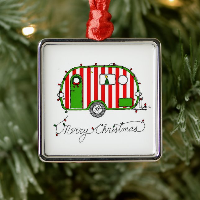 ORNAMENTO DE METAL **ENFEITES DE NATAL DE CAMPER FELIZ** (Árvore)