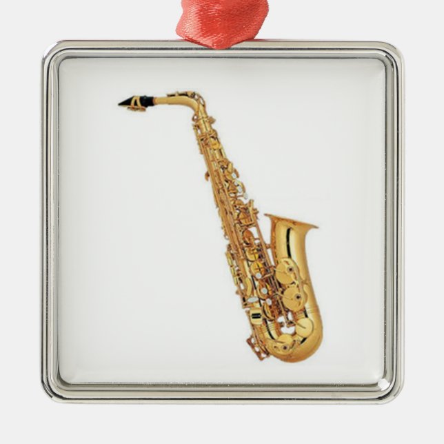 ORNAMENTO DE METAL **ENFEITES DE NATAL*** DO JOGADOR SAXOPHONE (Frente)