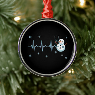 Ornamento De Metal Enfermeira Batimento Cardíaco Boneco de Neve Natal