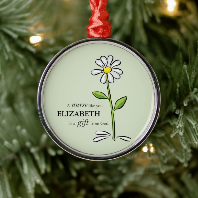 Ornamento De Metal Enfermeira Nascimento Religiosa Margarida Verde Pe (Árvore)