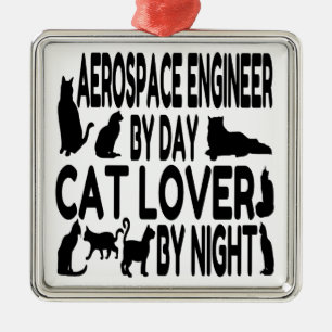 Ornamento De Metal Engenheiro Aerospace Cat Lover
