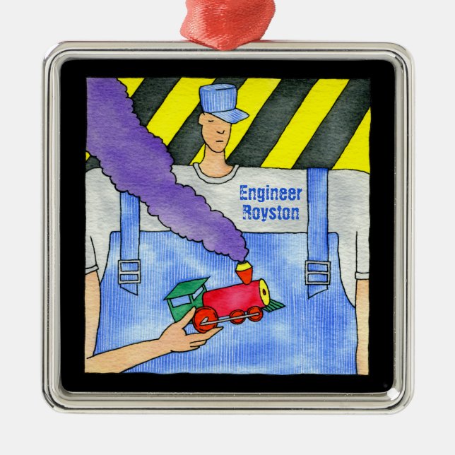 Ornamento De Metal Engenheiro do trem de Choo Choo (Frente)