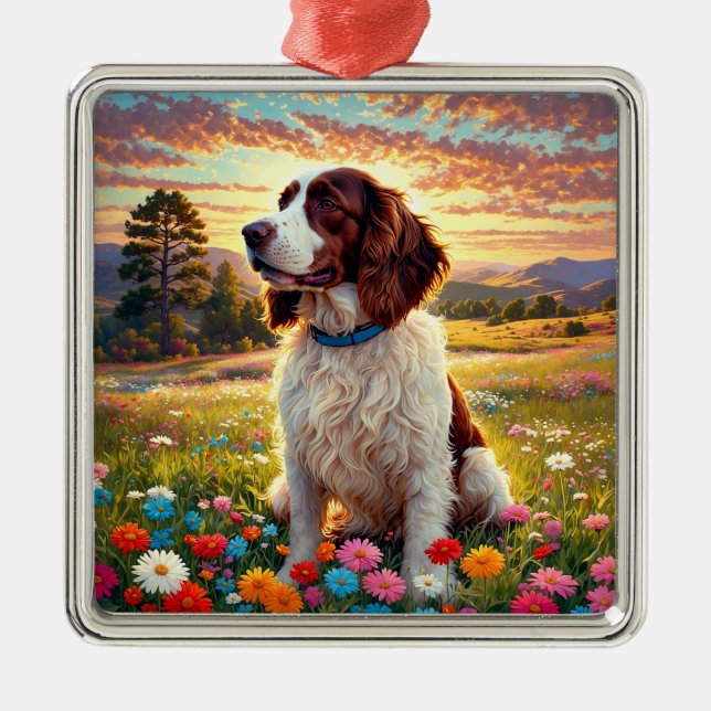 Ornamento De Metal English Springer Spaniel dog (Frente)