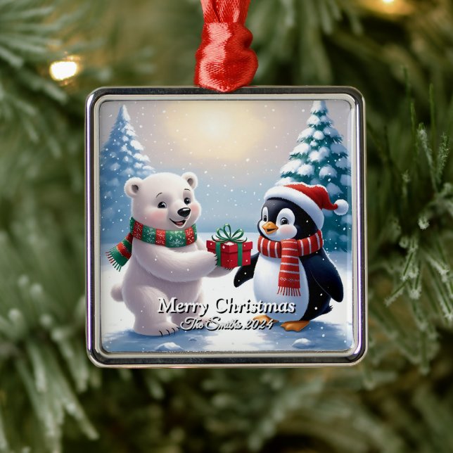 Ornamento De Metal Engraçado, Bonito, Foto da Família ModernaOrnament (Árvore)