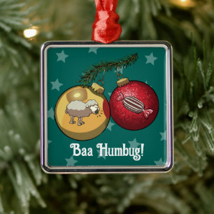 Ornamento De Metal Engraçado Candy de Natal Baa Humbug Cartoon