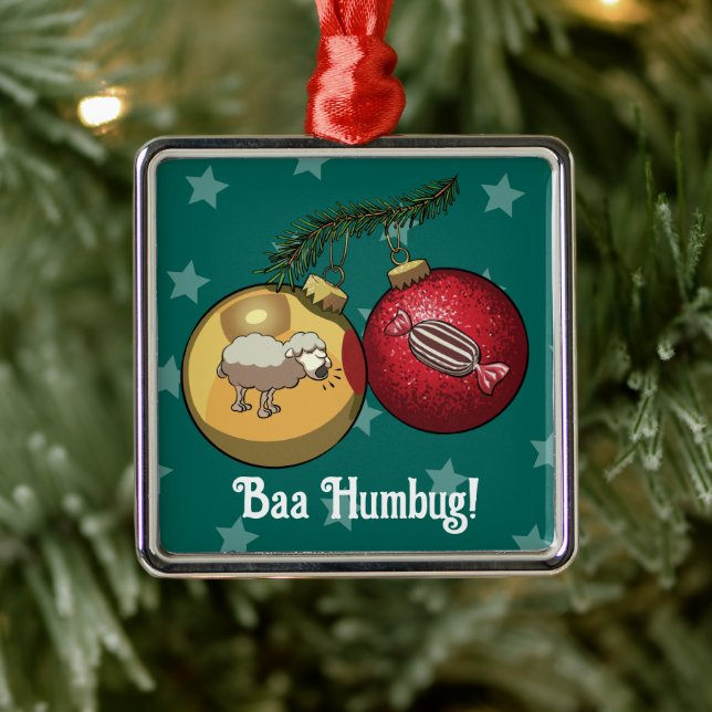Ornamento De Metal Engraçado Candy de Natal Baa Humbug Cartoon (Árvore)