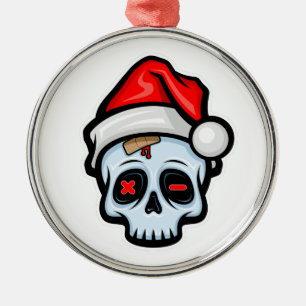 Ornamento De Metal Engraçado Caveira de Natal, Estilo de Cartoon