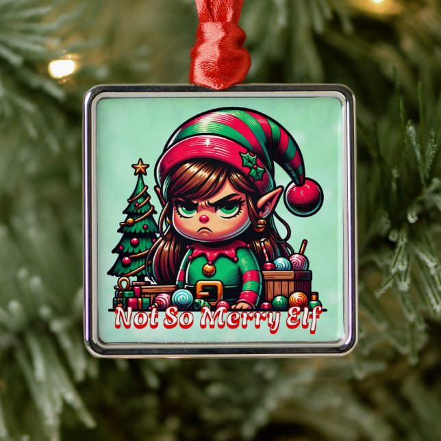 Ornamento De Metal Engraçado Grumpy Elf Natal (Árvore)